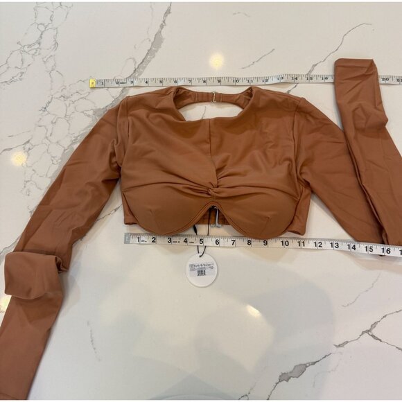 NWT Andrea Iyamah Akacia Nude Long Sleeve Bikini Top XS,‎ S - Picture 4 of 14